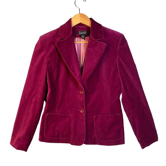 Vintage Y2k Velvet Blazer Jacket Size 6 Two Button Preppy Academia‎ Office Siren - Picture 1 of 13